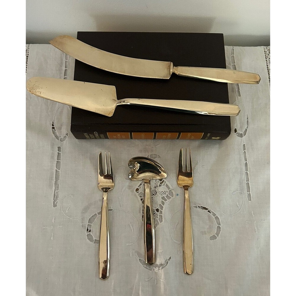 Vintage Thailand Brass Bronze Ware Serving Pieces MCM Hollywood Regency